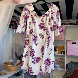 Off the Shoulder 1/2 Sleeve Printed Dress